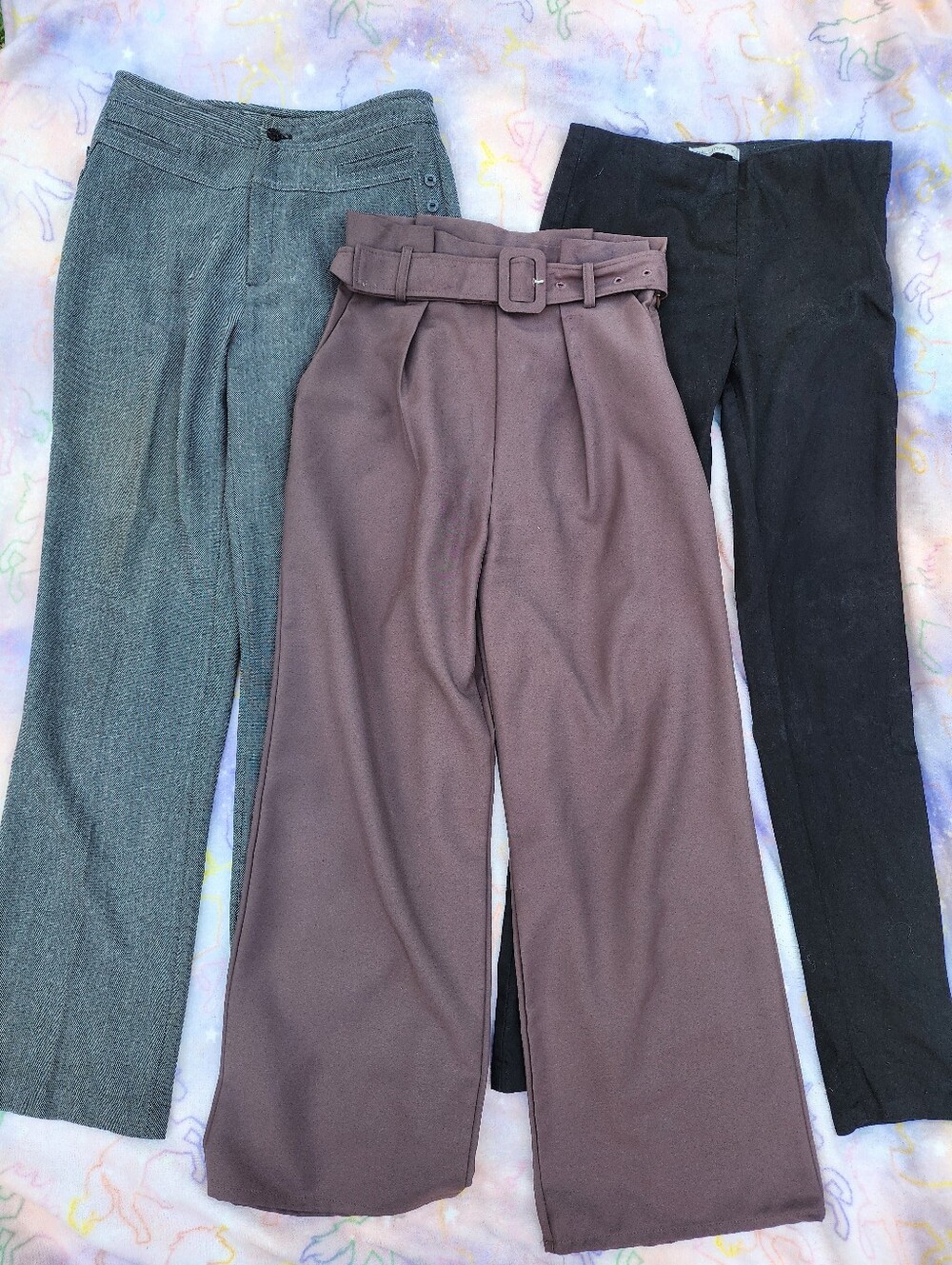 LOT OF 3 Preppy Dress Pants Women S/M Workwear Career Office Classic Palazzo